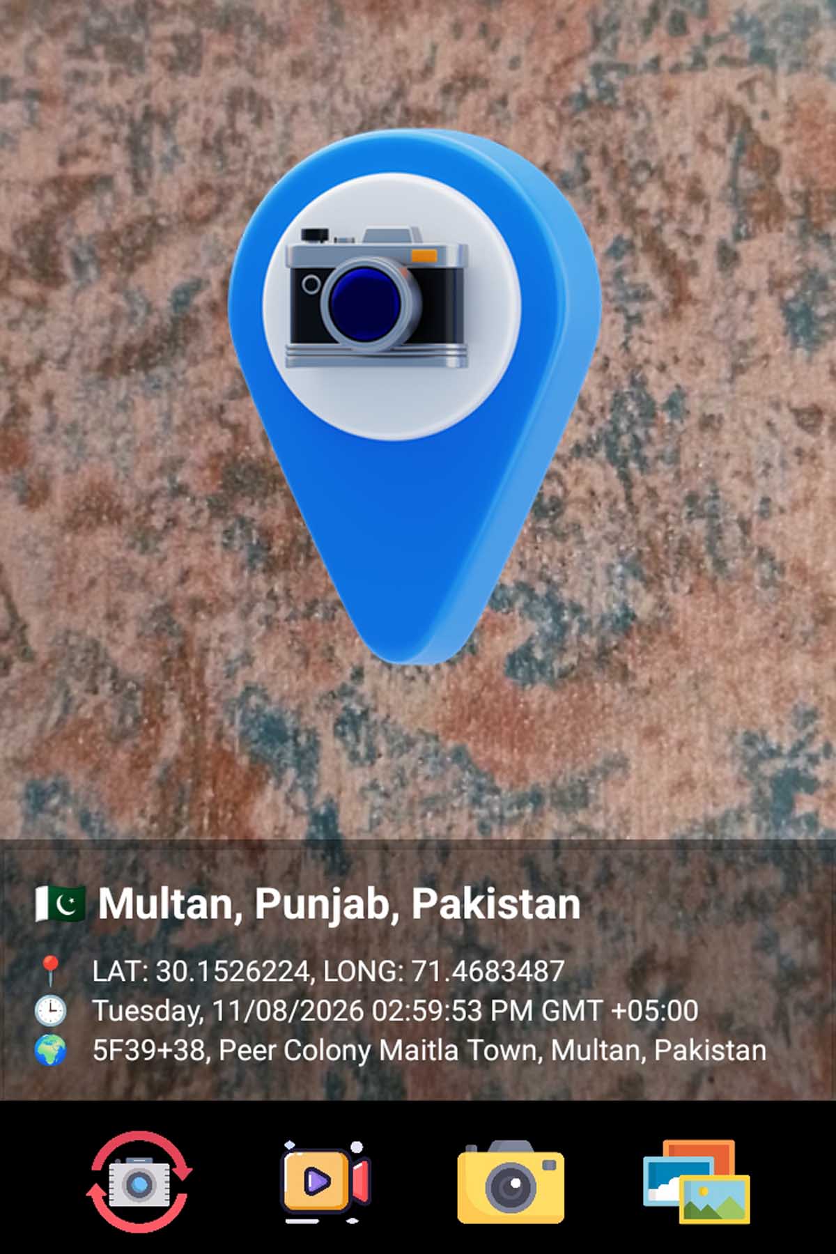 GPS Camera app camera screen